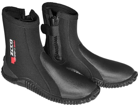 ZCCO Neopren-Tauchstiefel 5mm - rutschfeste Gummisohle für Tauch- und Schnorchelausflüge - Schwarz, ideal für Wassersportaktivitäten.