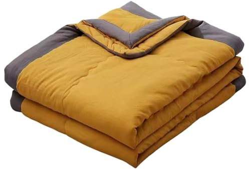 Highdi Leicht Dünn Sommer Bettdecke, Einfarbig Sommerdecke Weich und Atmungsaktive Bettdecke, Mikrofaser Tagesdecke für Sofaüberwurf, Einzel Doppel (Gelb,100x140cm)