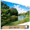TRIOSK Sichtschutz Balkon Deko Plane Balkonblende Blickdicht mit Motiv Flusslauf Ufer Wiese Wasser für Garten Terrasse Gartenzaun Balkonverkleidung Blickschutz PVC groß 200x100 cm