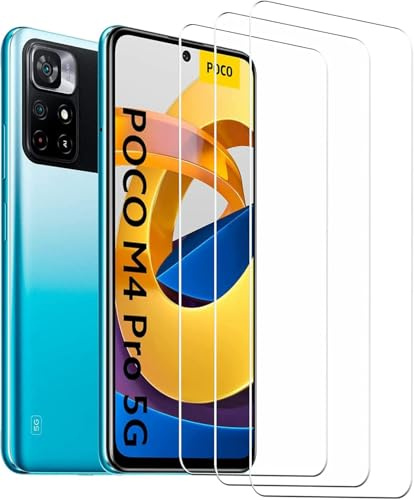 Xinyou Protector de pantalla de cristal templado para Xiaomi poco m4 pro 5G, antiarañazos, HD transparente, dureza 9H, fácil de instalar, 3 uds. Adecuado para Xiaomi poco m4 pro 5G