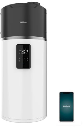 Cecotec Scaldabagno Elettrico 100Li Verticale con Display Touch AeroThermal 100L. Energia Sostenibile, Basso Consumo, Touch Screen, Controllo APP, R290, Temp. Fino a 75ºC