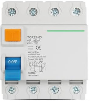 TJXADNEV Disjoncteur électromécanique à Courant résiduel, 4 pôles, 30ma, 16a, 63a, 6ka, 400V, disjoncteur différentiel, Interrupteur de sécurité(16A)