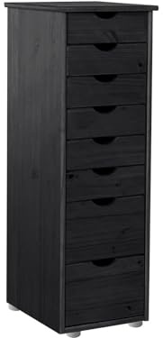 Gava Chest with 8 drawers in black, 39x34x102cm (DxWxH)
