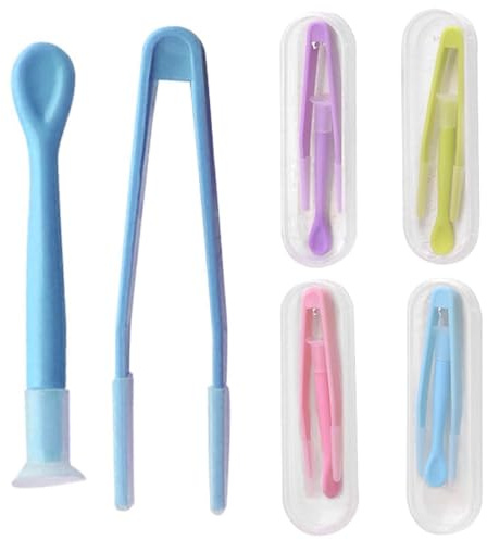 4 Pack Contact Lens Remover and Inserter Tool Set,Portable Contact Lens Remover Tool with Tweezers Suction Stick,Vision Care Aid for Soft Lenses,for Travel and Daily Use(Pink,Green,Blue,Purple)