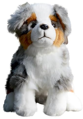 SMJWH Niedliches australisches Schäferhund-Plüschtier, realistische Welpen-Kuscheltierpuppe, weiches Geschenk