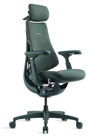 LiberNovo Ergonomischer Bürostuhl, Bürostuhl Ergonomisch, Moosgrün 48cm | Verstellbar mit adaptiver Lendenwirbelstütze, 160° Neigungswinkel und integrierter Wirbelsäulendehnung, Schreibtischstuhl