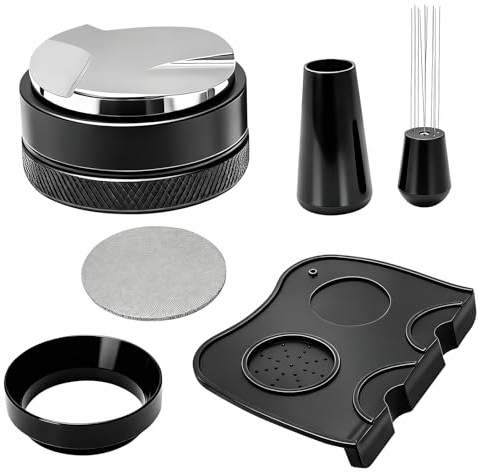 ANTREATU 51mm Coffee Distributor Set, 5-in-1 Espresso Accessories Kit with Dual Head Distributor & Tamper, WDT Tool, Dosing Funnel, Puck Screen & Silicone Mat, Barista Accessories