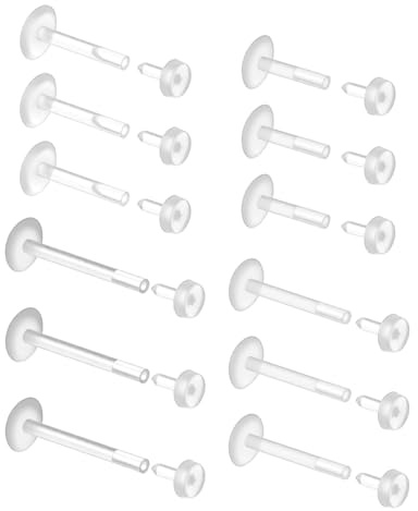 HaiFafafaing 12 Stück Lippenpiercing Stecker Retainer Piercing 6/8/10/12mm | Transparente Ohrstecker, in 4 Größen, Unsichtbare Ohrstecker Set, Plastik, für OP, für Sport und Beruf