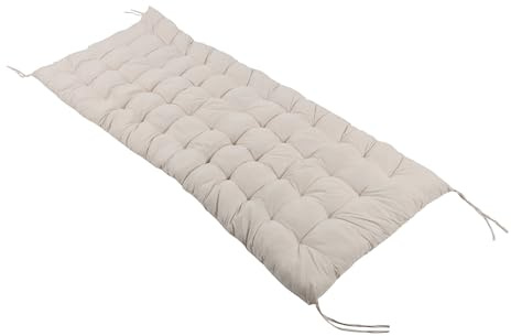 Relaxdays Bankauflage, 180x70 cm, gepolstert, gesteppt, mit Bändern, Outdoor, Bankkissen für Gartenbank, Paletten, beige