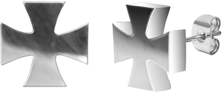 Soul-Cats Edelstahl Ohrstecker Eisernes Kreuz Orden Ritterkreuz Bikerschmuck Ohrringe zum Schrauben 12 mm