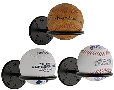 Wallniture Sporta Baseball-Display Memorabilia-Halter, strapazierfähig, Wandhalterung, Ballregal für Sammlerstücke, Stahl (3)