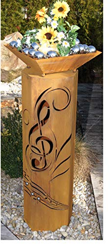 8-Eck Säule La Traviata + Schale Classic Edelrost Rost Metall Gartendeko Garten Stele