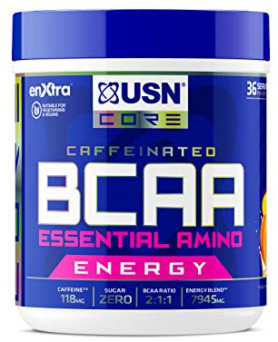 USN BCAA Power Punch 400g, BCAA Pulver mit Vitamin B6; Intra-Training Getränk mit köstlichem Orange-Mango Geschmack