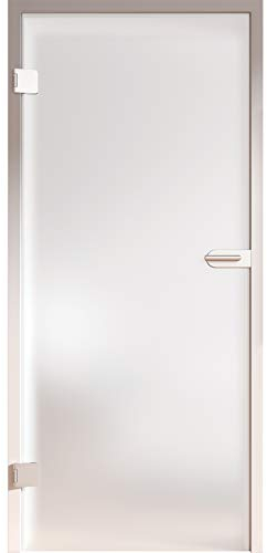 HORI® Glastür Komplettset inkl. Zarge und Türgriff | Satinierte Dreh-Tür aus 8 mm hochwertigem ESG Glas |inkl. Türschloss und Montagematerial | DIN links I 1972 x 709 x 220 mm