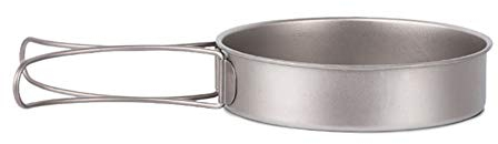 Lixada Titanium Bratpfanne aus reinem Titan, Mit Griff, Φ200*36mm, 1000ML, Materialstärke: 0.5mm, Ultralight 165g