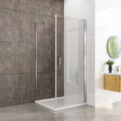 Heilmetz® Duschkabine 90 x 90cm Duschtür Nische Pendeltür mit Dusche Duschabtrennung Schwingtür Glastür Duschtüren Duschwand 6mm ESG Sicherheitsglas mit Beidseitiger Nano-Beschichtung Höhe 195cm