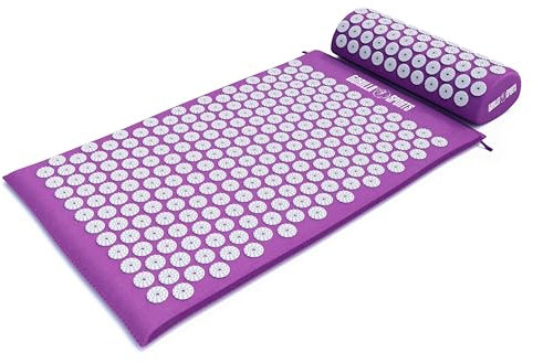 GORILLA SPORTS® Akupressurmatte - mit ergonomische Kissen und Tragetasche, 68 x 42 x 2.5 cm, Waschbar, aus Baumwolle, Farbwahl - Massagematte, Nagelmatte, Akupunkturmatte