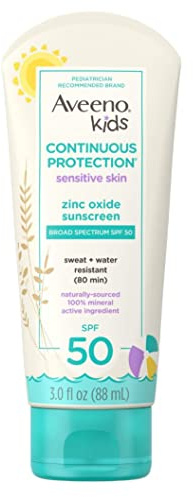 Aveeno LSF #50 Kinder-Sonnenschutz für empfindliche Haut, Zinkoxid, 88 ml, 2 Stück