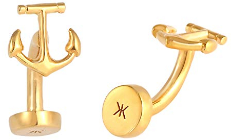 kuzzoi Manschettenknöpfe für Herren mit Anker, 925 Sterling Silber vergoldet, Cufflinks für das Hemd, Maritimes Männer Geschenk für Hochzeit und Geburtstag, Farbe: gold