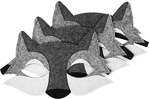 STOBOK 3 Stück Wolf Fühlte Halb Tier Maskerade Masken Cosplay Requisiten für Kostüm Zubehör Halloween Weihnachten Dekorationen Partei Liefert