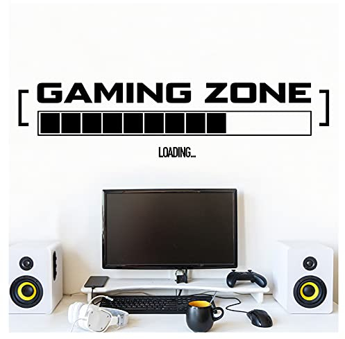 Little Deco Wandtattoo Kinderzimmer Gaming Zone mit Ladebalken I 120 x 29 cm (BxH) I Wandaufkleber Jugendzimmer Sticker Junge Flur Wandsticker Kinder Aufkleber W5598