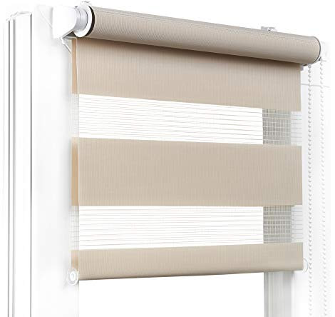 Fenster DEKOR - Rollos für Fenster Beige - Klemmfix Rollo ohne Bohren 120 x 50 cm - Doppelrollo mit einer breiten Auswahl an Größen und Farben - Blickdichte Rollos, einfach zu montieren
