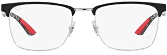 Ray-Ban Unisex Rx8421 Brillenfassungen auf Rezept, Schwarz auf Silber/Demo-Linse, 52 Mm