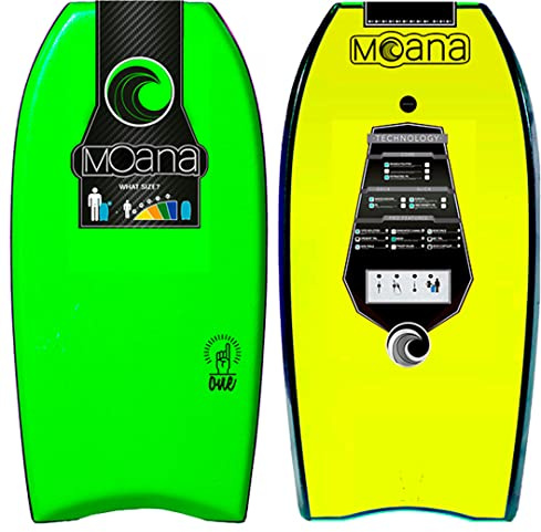 MOANA ONE Bodyboard mit Leash 2023 Green/Yellow, 44