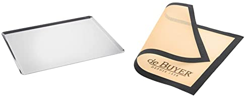 DE BUYER -3361.40 -plaque rectang.inox 10.10° b.p 40x30 & 4938.40 Tapis Airmat Siliconé Aéré 40 x 30 cm