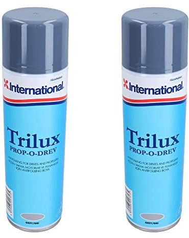 2 Pack International Trilux Prop-O-Drev Grey Hard Antifouling Spray Paint Outdrive