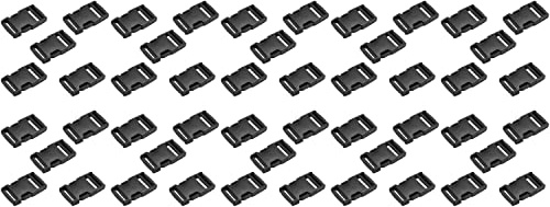 SolaDirect Side Release Buckles Clips for 20 mm / 0.78 inch Webbing Strap, Squeeze Fasteners, Black Delrin Plastic (Pack of 50)