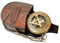 Sonnenuhr-Kompass aus Messing, mit Lederetui und Kette, zum Aufdrücken, Steampunk-Zubehör, Antik-Finish, schönes handgefertigtes Geschenk, Sonnenuhr