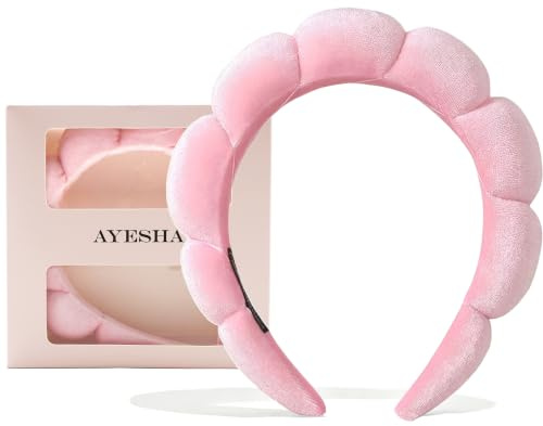 Ayesha Spa-Stirnband für Frauen Schwamm Stirnband zum Waschen Gesicht Wolken Weiches Haarband Make-up Stirnbänder für Frauen Mädchen Dusche Make-up Hautpflege Rosa