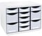 Exacompta 313740D Ablagebox Office aus Kunststoff mit 11 individuell platzierbaren Schubladen. Belastbare Schubladenbox im Querformat für mehr Ordnung. Store Box Multi lichtgrau