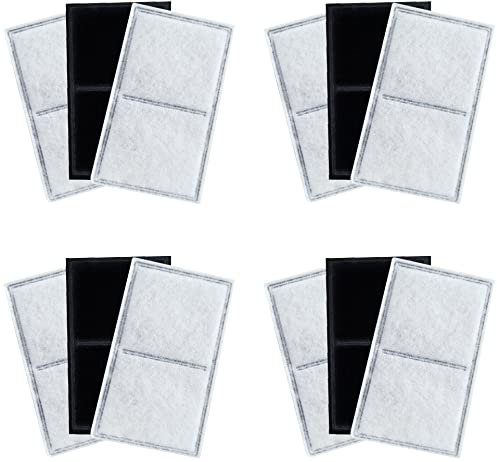 TOGGATH Lot de 12 filtres à charbon de rechange pour fontaine à eau Drinkwell Platinum pour animal domestique, noir et blanc pour chien et chat