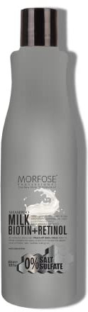 Morfose Milch-Biotin-Retinol Shampoo 500 ml – Ohne Salz & Sulfate – Gegen Haarausfall, Haarstärkend, Seidig weich, Pflegend, Leicht kämmbar
