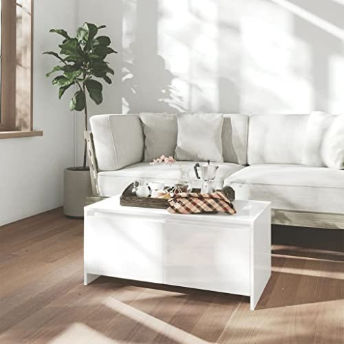 INLIFE Couchtisch Hochglanz-Weiß 90x50x41,5 cm Holzwerkstoff,Weiß,24.3KG