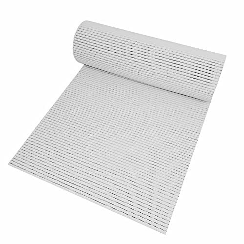 Badematte Bodenbelag Duschvorleger - Uni Weiß Eckig 65 x 200 cm - Weichschaum Bodenmatte Badteppich Antirutsch Vorleger Matte
