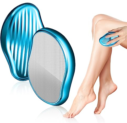 Crystal Depilacion Borrador de Pelo de Cristal Eliminador de Vello de Nano Depiladora Mágica Exfoliante para Brazos Piernas Espalda Depiladora, Azul