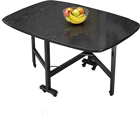 Klappbarer Esstisch, Klapptisch für kleinen Raum, Multifunktions-Esstisch aus Metall und Holz mit 6 Rädern, für Küche, Schlafzimmer, Wohnzimmer
