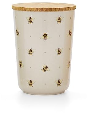 Cooksmart British Designed Kitchen Canisters With Bamboo Lid | Kitchen Storage Canisters For Modern Kitchens | Tea Coffee and Sugar Canisters Set For All Types Of Kitchens (Bumble Bees - 2086)