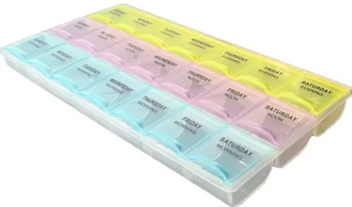 Poundsaver 7 Days 3 Times a Day Pill Organizer, Weekly Pill Box, Daily Medicine Storage Box with 21 compartments Travel Friendly - Morning Noon Night Backup, Pill Planners, Tablet Dispenser (3 Rows)