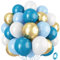 Türkis Blau Gold Ballon Set, 12 Zoll Luftballon Blaugrün Aqua Pastell Blau Metallic Gold Weiß Latexballons, Luftballon Blau Gold für Junge Taufe Geburtstag Babyparty Brautparty Hochzeit Party Deko
