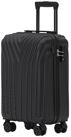 BEIBYE Kofferset Rollkoffer Koffer Hartschale,TSA Schloß, Zwillingsrollen, Erweiterung (Schwarz, 55 cm)