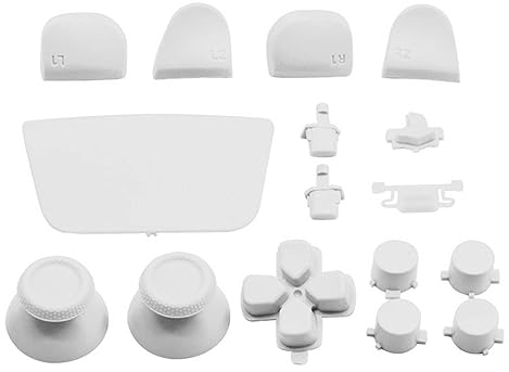 16 botones de repuesto para controlador de juego, joystick para PS5 Gamepad, botones de disparo de repuesto para controlador PS5 (blanco)