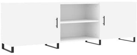 vidaXL TV Schrank, Fernsehschrank mit Eisenbeinen, Fernsehtisch für Wohnzimmer, Lowboard Sideboard TV Ständer TV Gerät, Weiß Holzwerkstoff