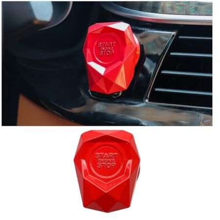 JNNJ Metall Auto Zündknopf Abdeckung, Zündung Druckschalter Deckel, Zündknopf Schutz Abdeckung Zieraufkleber, Universal Dekorring für Auto-Start-Stopp-Zündknopf(Rot)