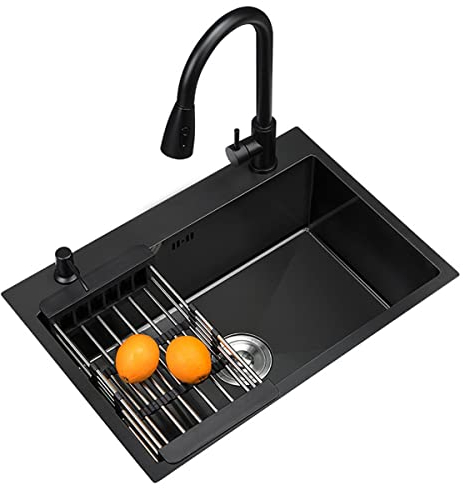 Fregadero Cocina Fregadero de acero inoxidable, lavabo independiente, fregaderos de cerámica para cocina, lavabo de porcelana, rectangular con acero inoxidable