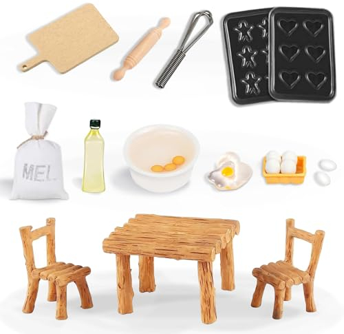 Wichtel Zubehör, shallyong Miniatur Wichtel Zubehör Backen, Puppenhaus Zubehör, Wichtel Küchenzubehör, Wichtel Zubehör Weihnachten Backen, Wichtel Küchenmöbel