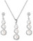 KBRPEY Elegantes Schmuckset für Damen mit Perlen und Zirkonia in Gold Halskette und Ohrringe Hochzeitsschmuck Schmucksets für Frauen